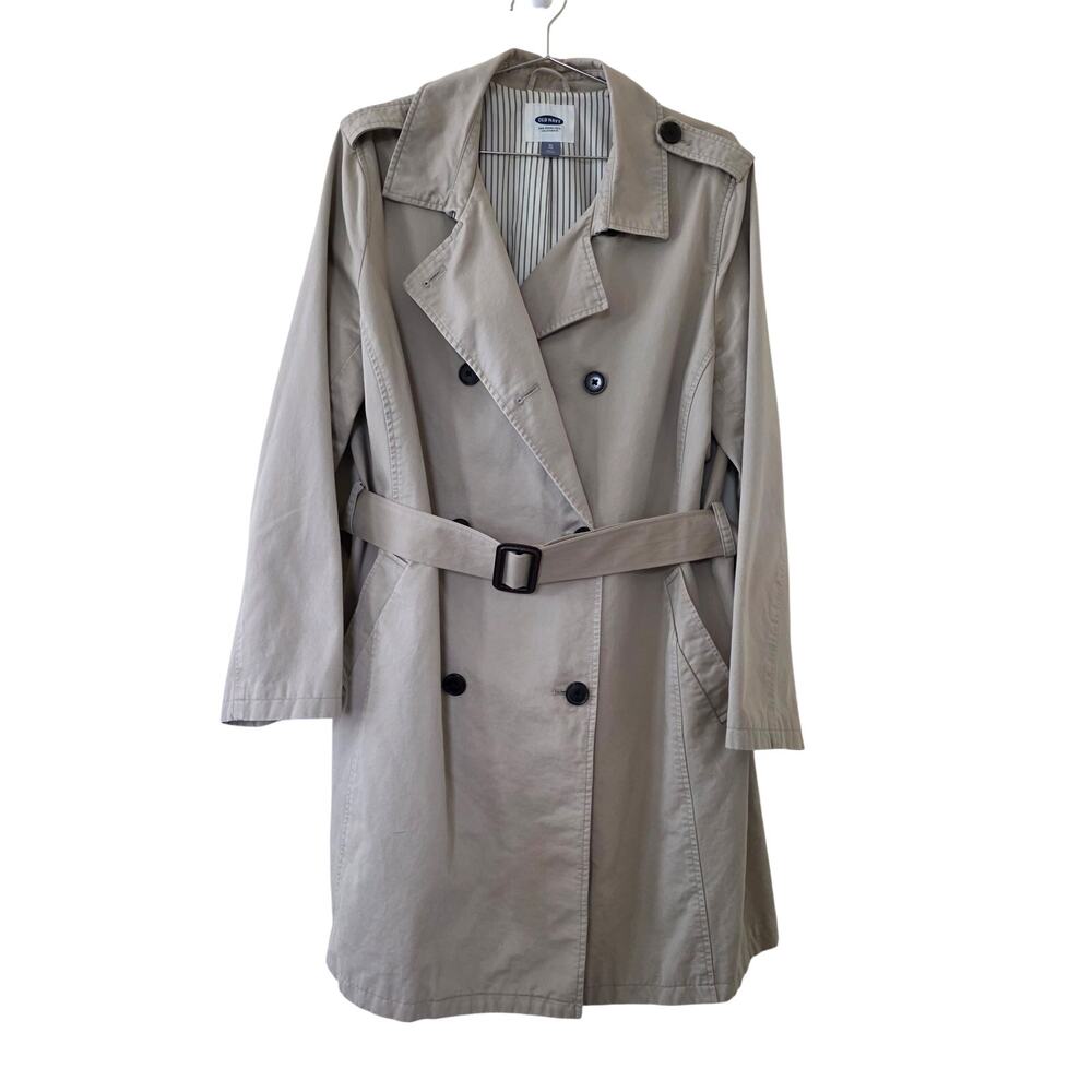 Old Navy Classic Trench Coat Beige Double Breasted Belted Womens Size XL